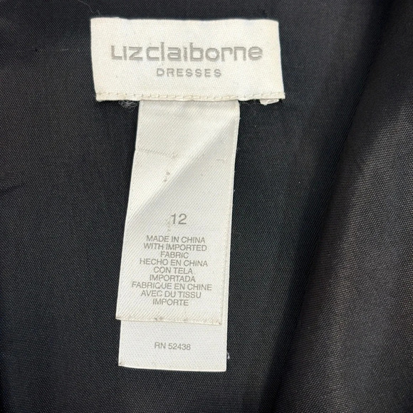 Liz Claiborne Tiered Dress Black 12 Lace MIDI - Picture 4 of 7